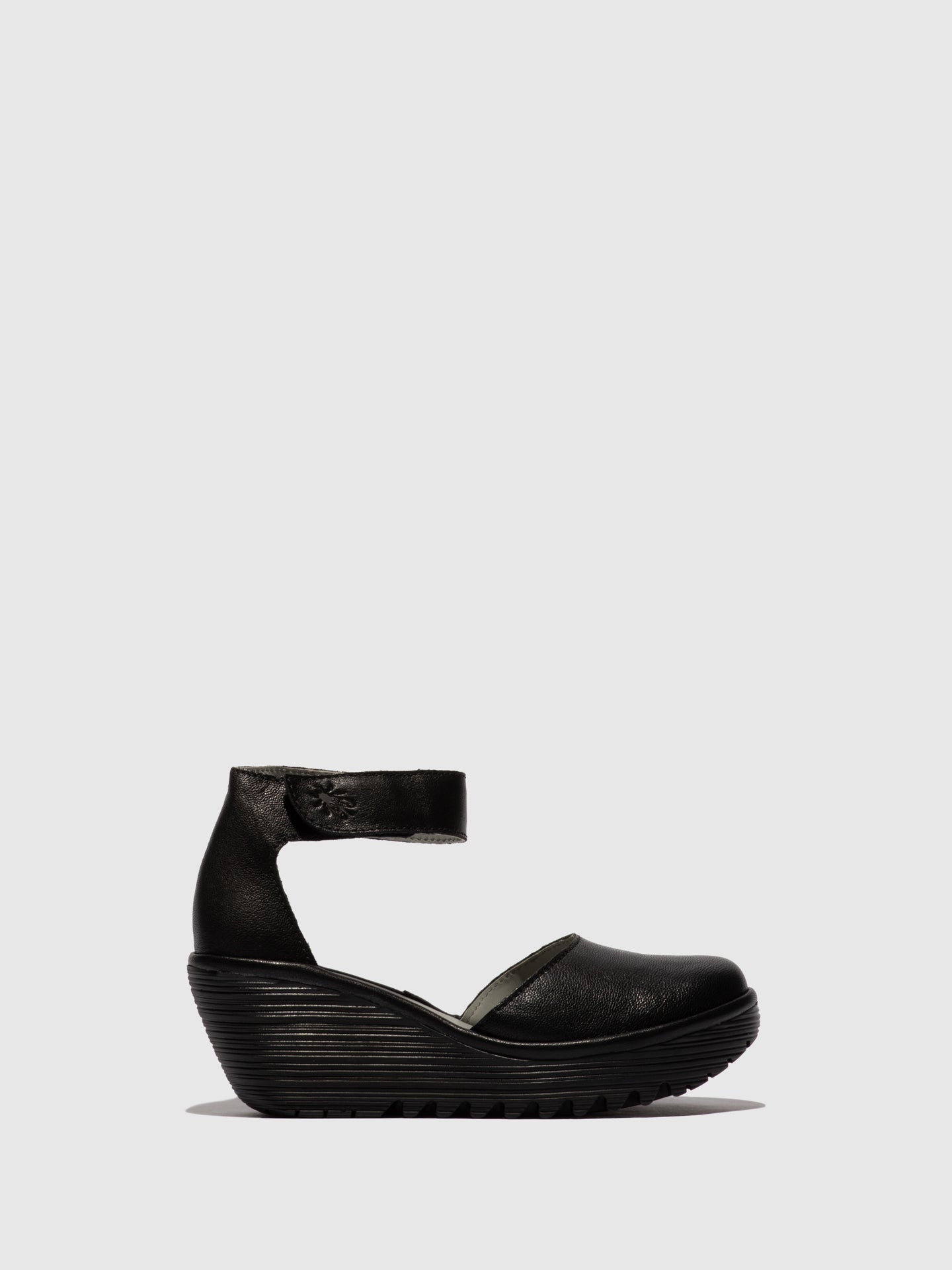 Fly London Ankle Strap Sandals YAND709FLY Black Leather